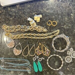 Lot of jewelry-  8 earrings; 2 ankle bracelets; 2 necklaces; 2 bracelets